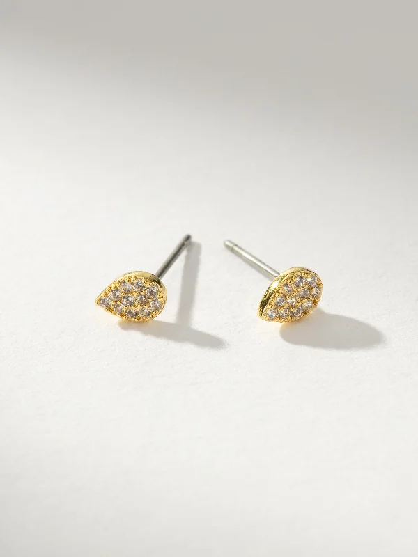 Quartz stone earrings-Wishful Pavé Stud Earrings