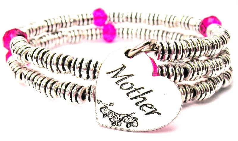 Woven cord bangles-Mother Heart Curly Coil Wrap Style Bangle Bracelet