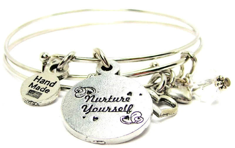 Old cameo bangles-Nurture Yourself Circle Expandable Bangle Bracelet Set