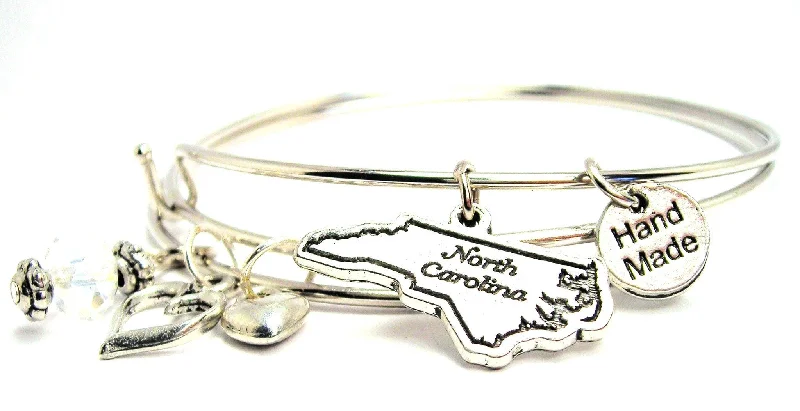 Faith charm bangles-North Carolina Expandable Bangle Bracelet Set