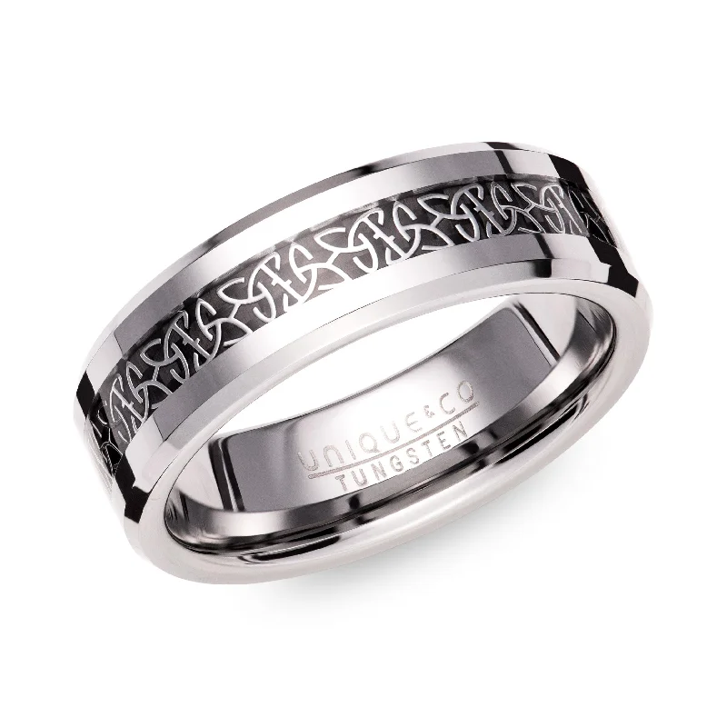 Small star rings-Unique & Co Celtic Tungsten Ring with Carbon Fibre