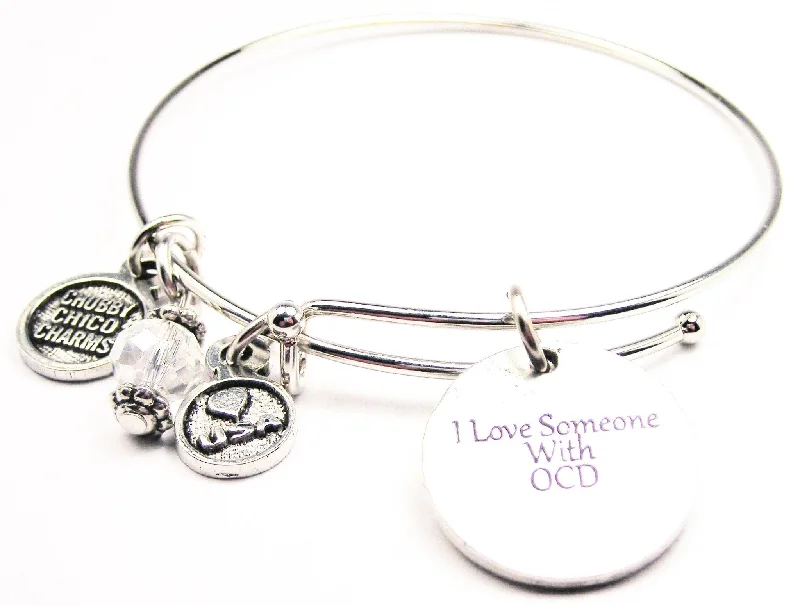 Flat twist bangles-I Love Someone With OCD Bangle Bracelet