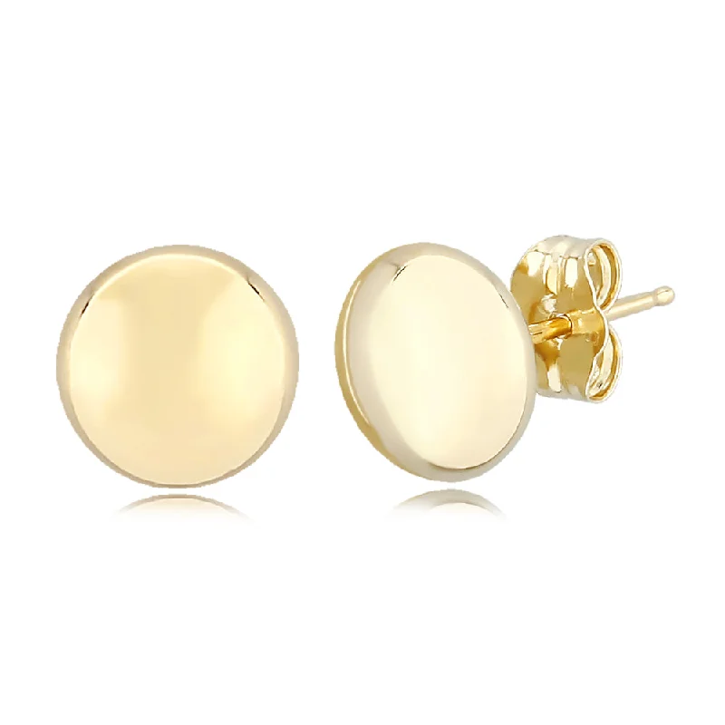 Pink gold earrings-14k Gold Flat Button Stud Earrings