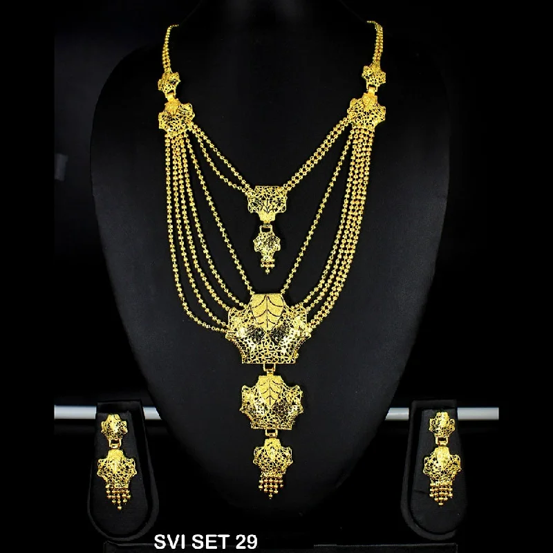 Wide weave necklaces-Mahavir Forming Gold Necklace Set - SVI SET 29.