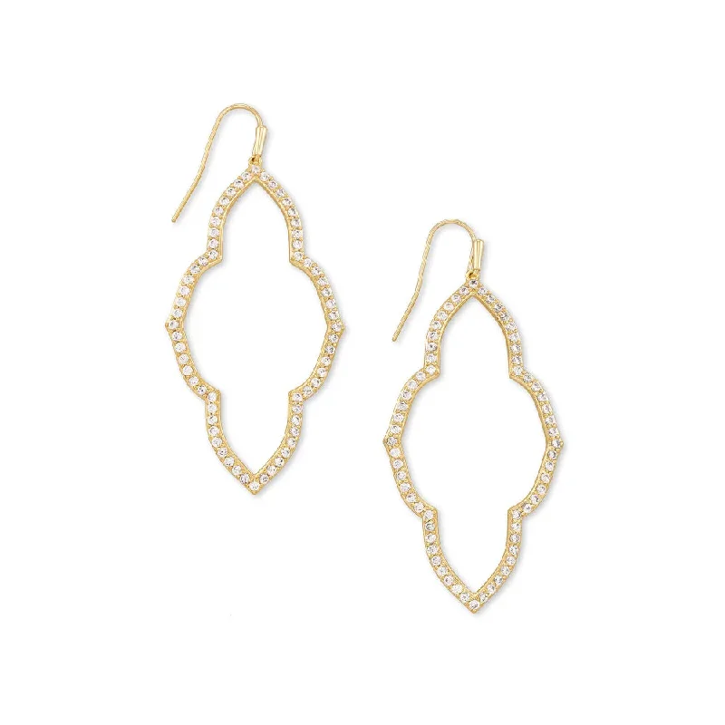 Patina brass earrings-Kendra Scott Abbie Open Frame Earrings in White Crystal