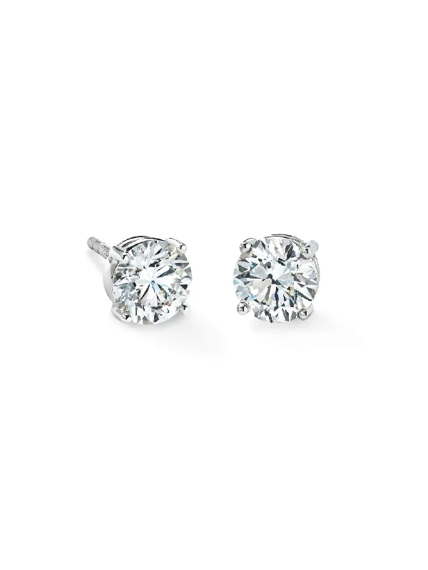 Fine triangle earrings-Classic Platinum Diamond Stud Earrings