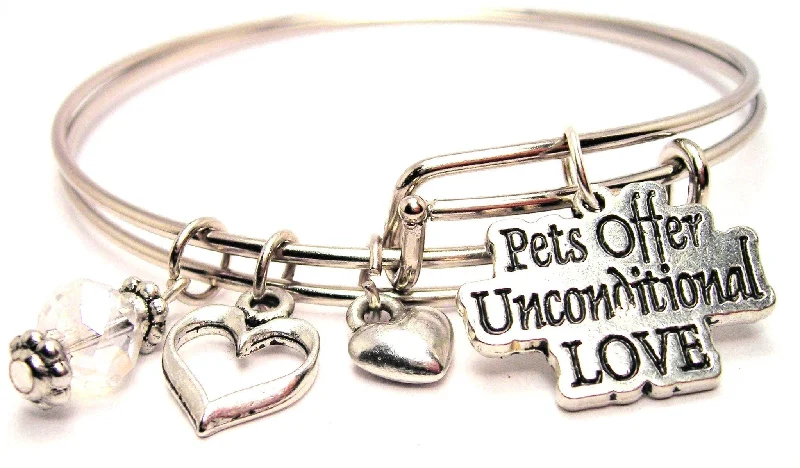 Curved gem bangles-Pets Offer Unconditional Love Expandable Bangle Bracelet Set