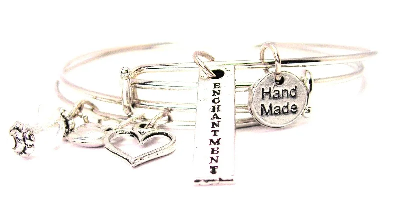 Solid stone bangles-Enchantment Expandable Bangle Bracelet Set