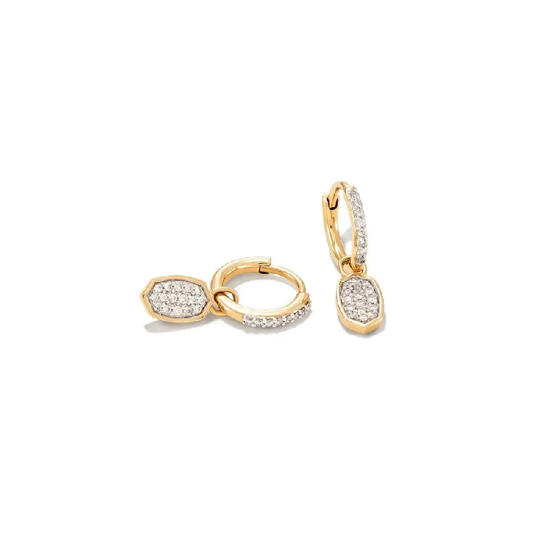 Dainty gem earrings-Kendra Scott Marisa 14k Gold Huggie Earrings in White Diamond