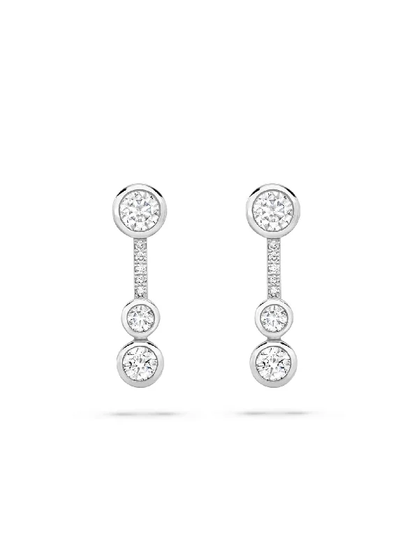 Aged charm earrings-Waterfall Diamond Platinum Small Drop Earrings