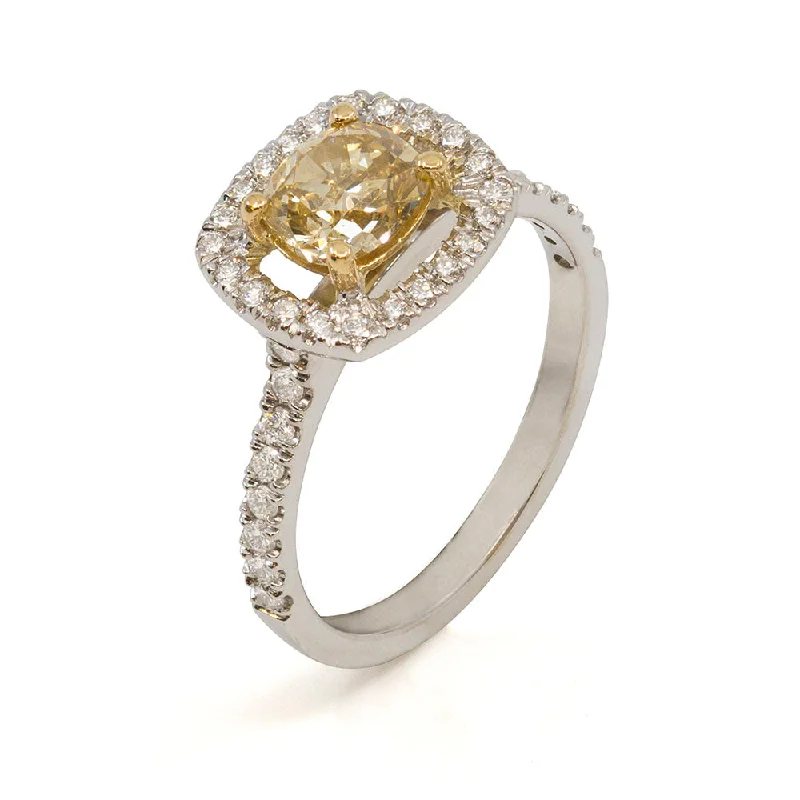 Citrine rings-Canary Yellow Diamond Halo Ring