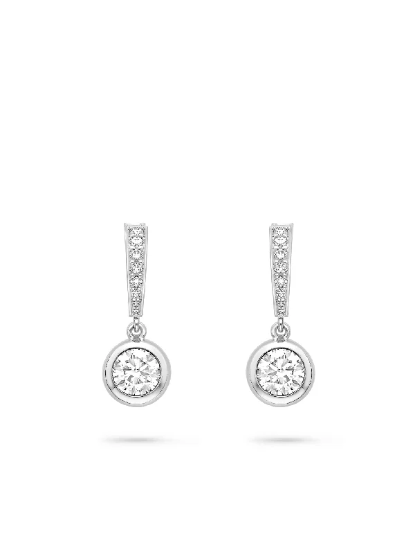 Polished charm earrings-Classic Platinum Diamond Drop Earrings