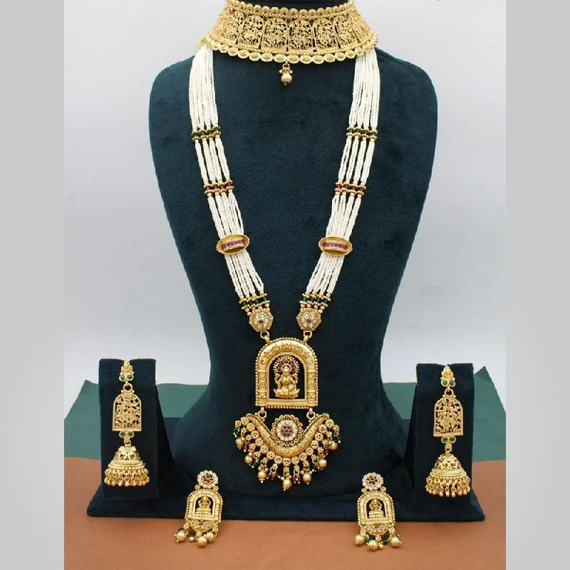 Satin gloss necklaces-Manisha Jewellery Gold Plated Pota Stone Necklace Combo