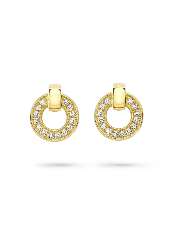 Dainty gem earrings-Roulette Yellow Gold Diamond Flip Earrings