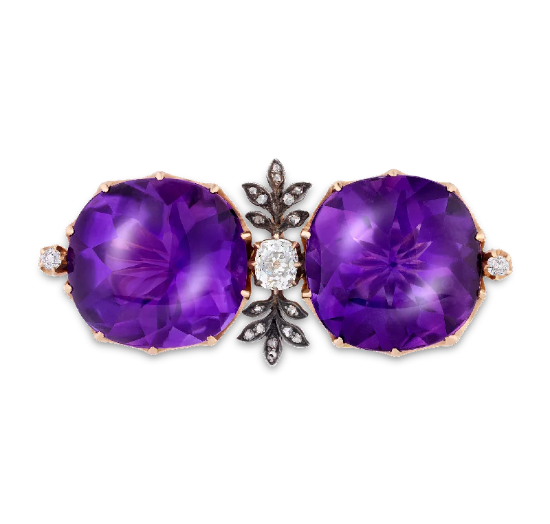 Woven charm brooch-Fabergé Amethyst Brooch, 56.21 carats