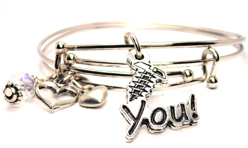 Sleek gem bangles-Screw You Expandable Bangle Bracelet Set