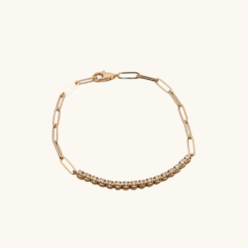 Plaited knot bangles-Half Diamond Tennis Linked Up Chain Bracelet