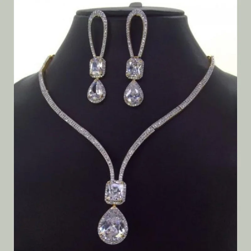 Tribal tassel necklaces-Manisha Jewellery Silver Plated AD Stone Necklace Set