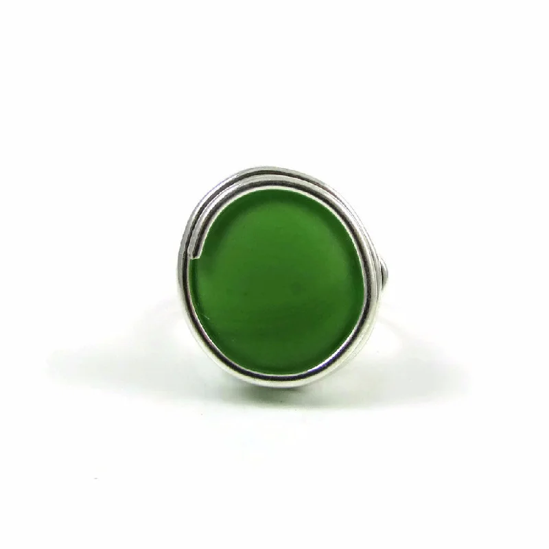 Bamboo style rings-Infinity Glass Ring - Green Matte