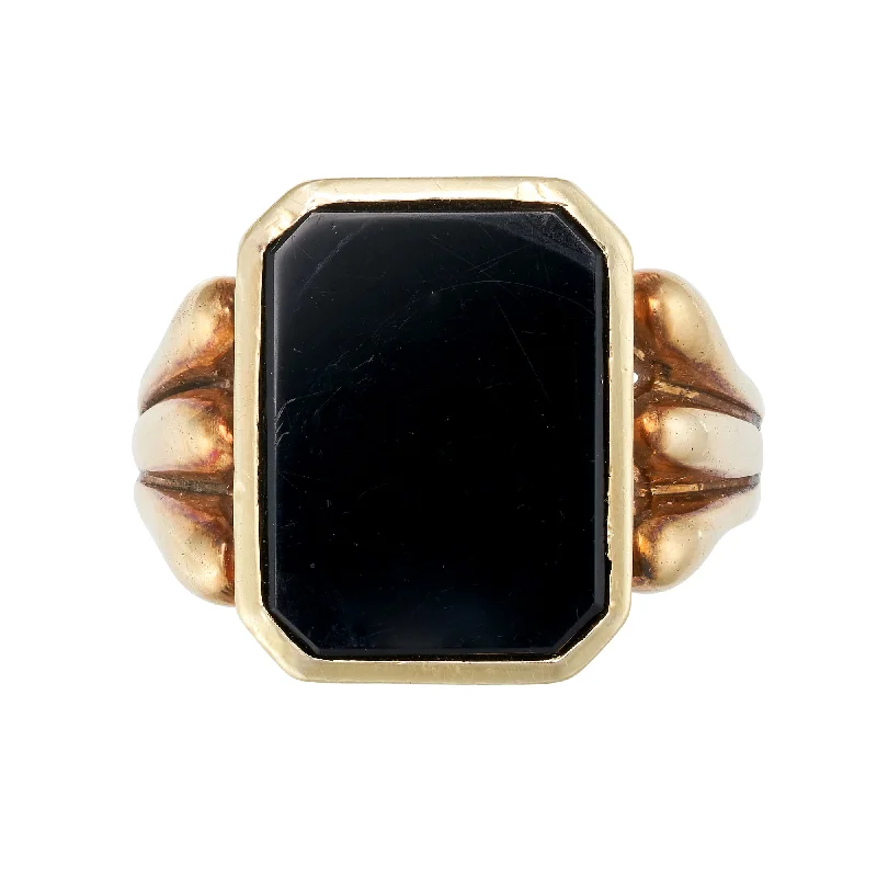 Small flower rings-1950's Onyx Gents Signet Ring 14ct