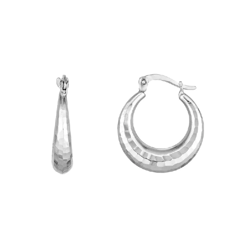 Flat knot earrings-Sterling Silver Faceted Hoop Earrings