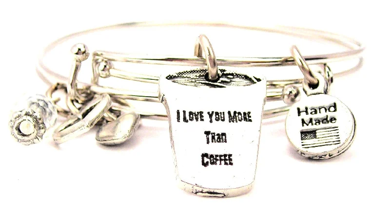 Light bead bangles-I Love You More Than Coffee Expandable Bangle Bracelet Set