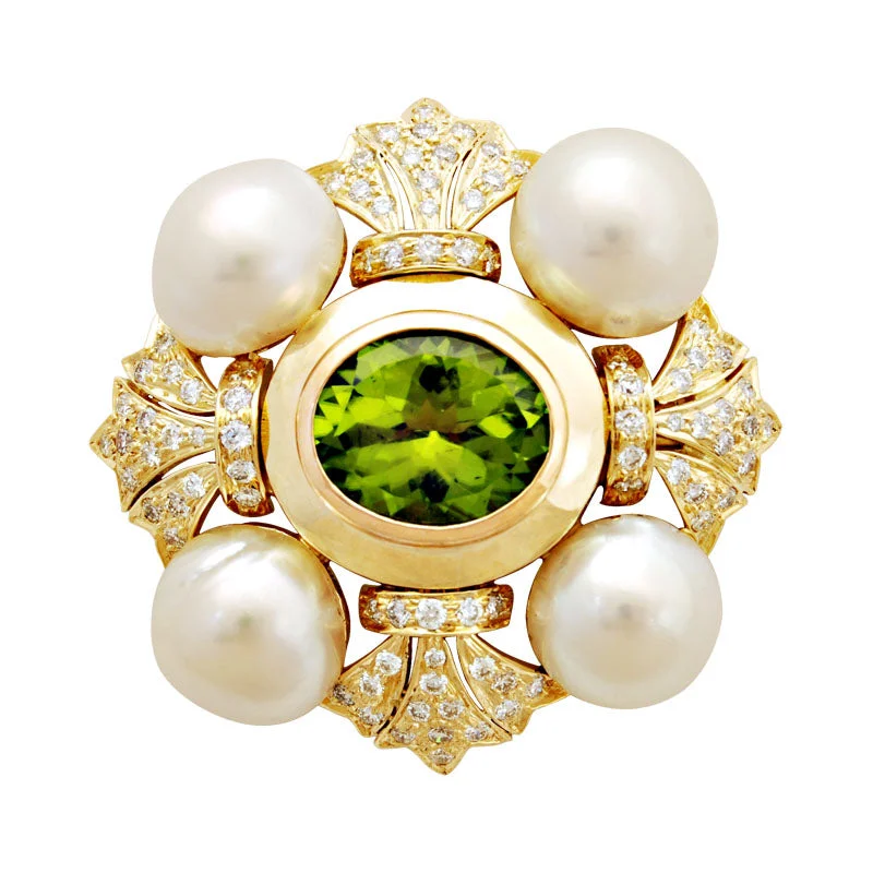 Antique charm brooch-Brooch-Peridot, Pearl and Diamond