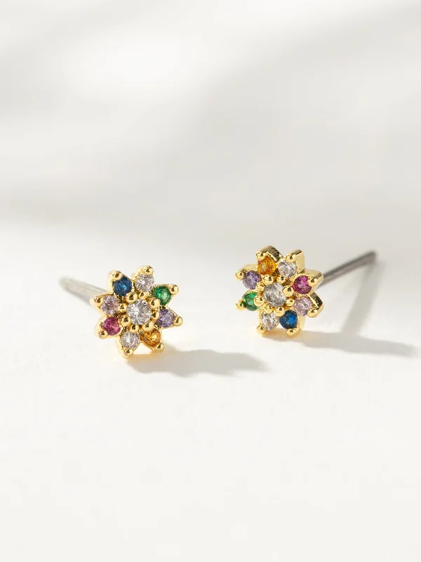 Subtle dangle earrings-Colorful Flower Stud Earrings