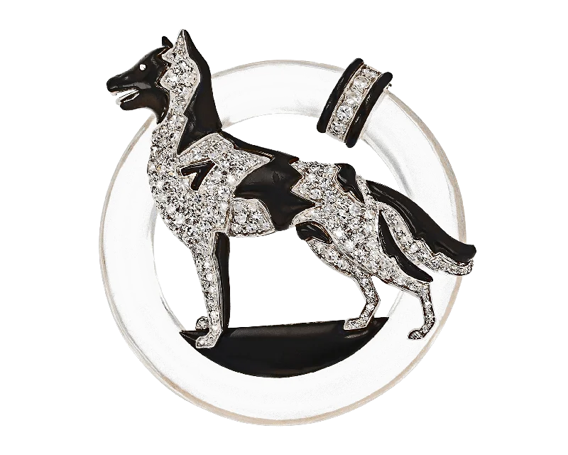 Pure modern brooch-Art Deco Diamond and Rock Crystal Dog Brooch