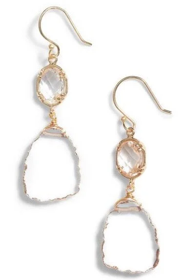 Satin gloss earrings-Sliced Double Drop Earrings - Clear