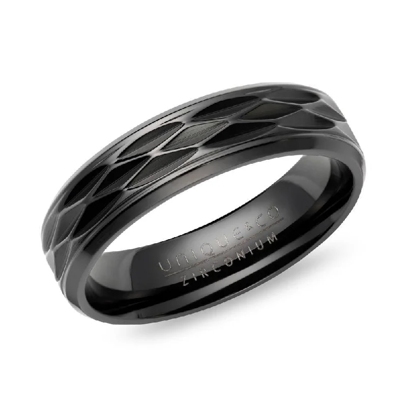 Sleek design rings-Unique & Co Black Diamond Cut Zirconium Ring