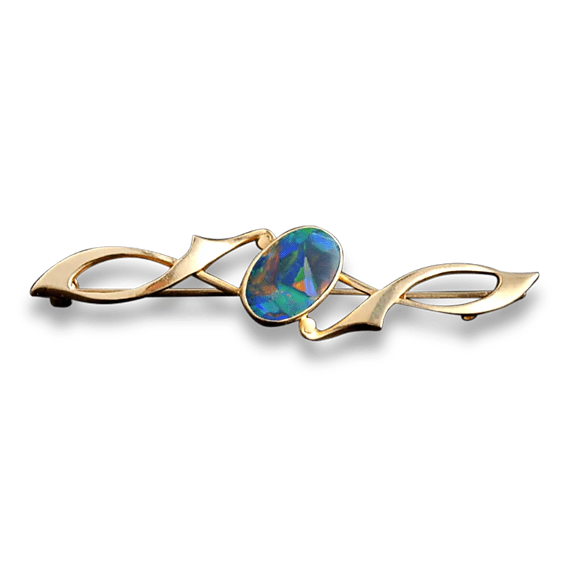 Dainty gold brooch-Black Opal Brooch, 2.50 Carats