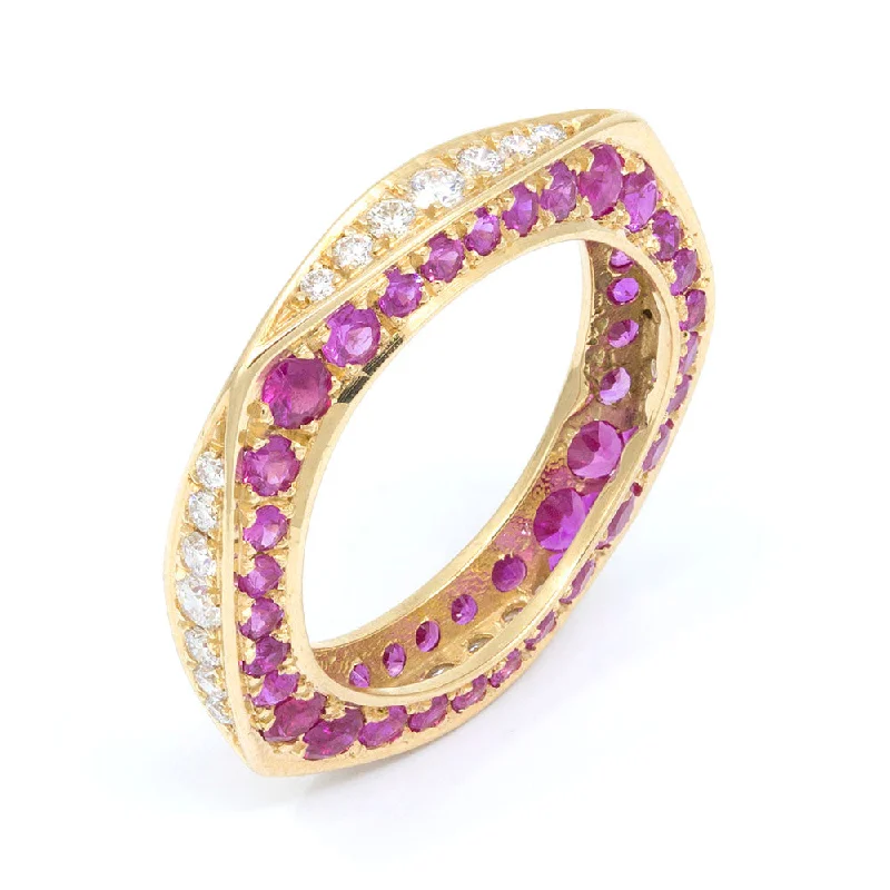 Silk thread rings-Ruby & Diamond Keshet Ring in Yellow Gold