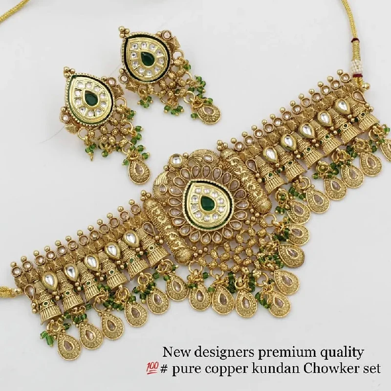 Bright stone necklaces-Sai Fashion Copper Kundan Stone Necklace Set