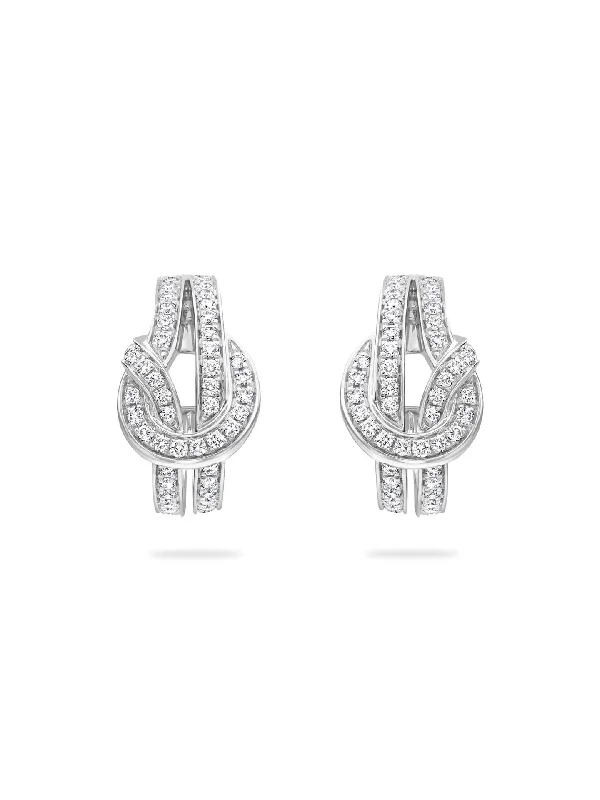 Dual-metal earrings-The Knot White Gold Diamond Earrings