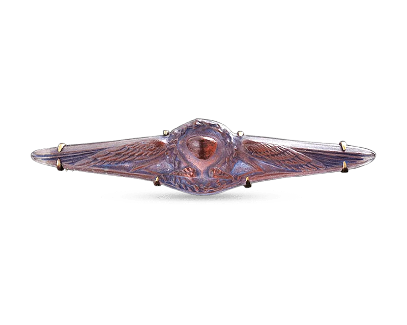 Ruby gem brooch-Lalique Carved Glass Brooch