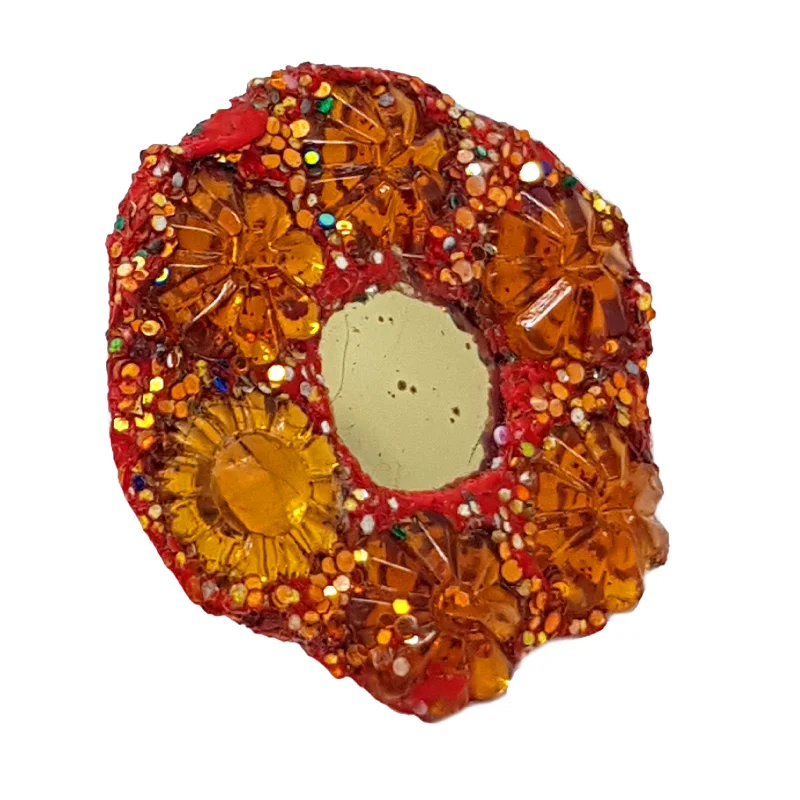 Frosted bead rings-ORANGE FLOWER COCKTAIL RING