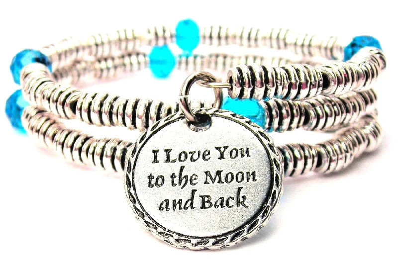 Tiny pearl bangles-I Love You To The Moon And Back Detailed Trim Curly Coil Wrap Style Bangle Bracelet