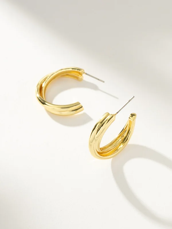 Tide motif earrings-Twisted Hoops