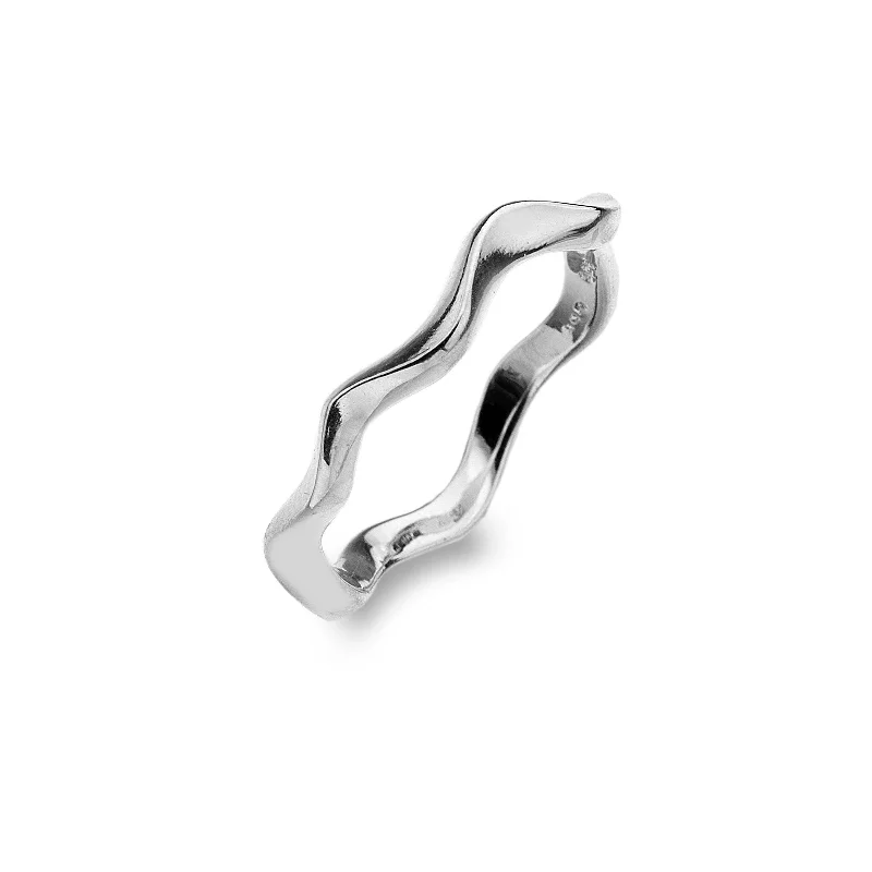 Chunky stone rings-Sea Gems Sterling Silver Water Ripple Ring