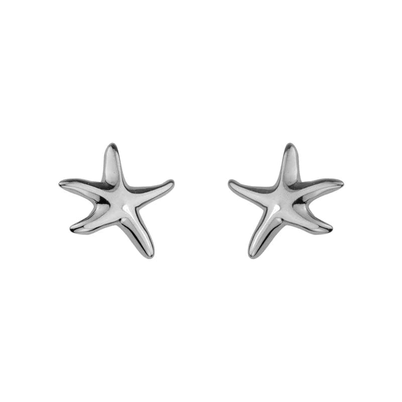 Layered drop earrings-Sterling Silver Starfish Stud Earrings