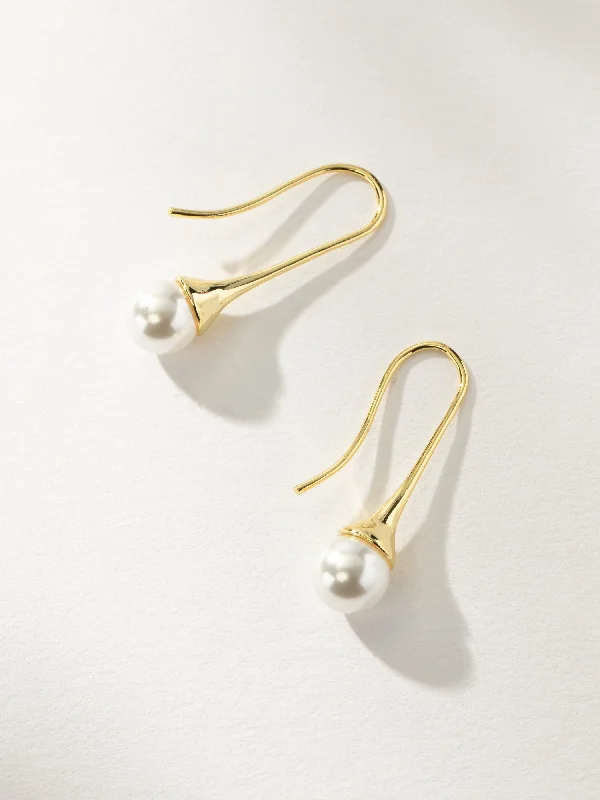 Rose gold earrings-Pearl Teardrop Earrings