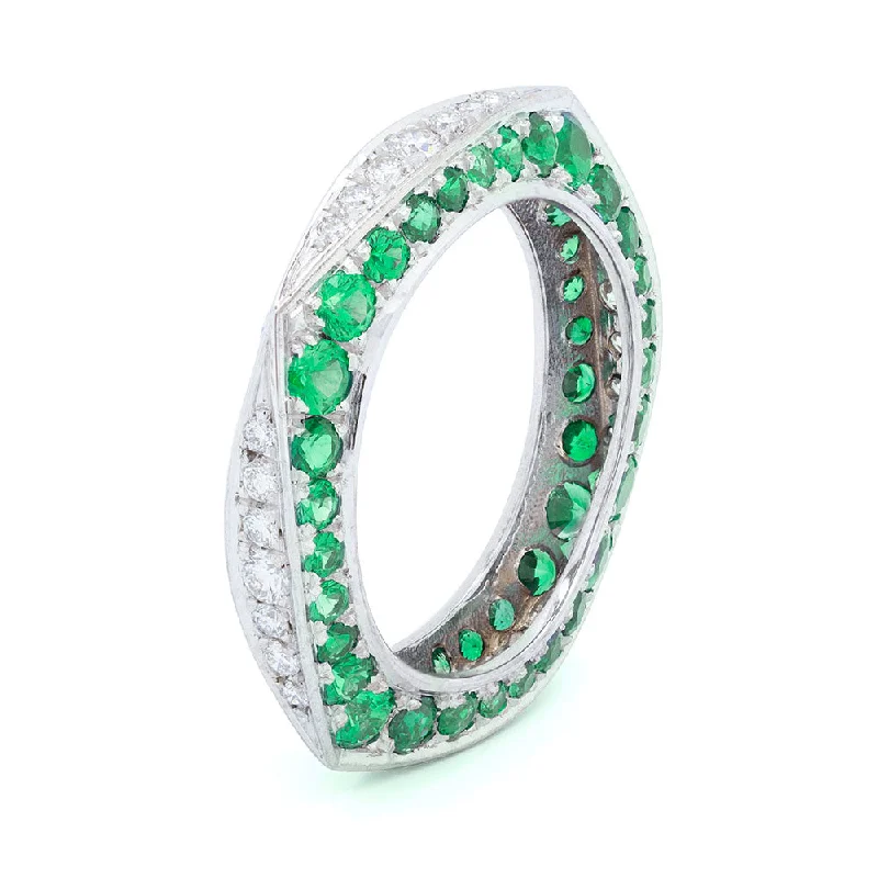 Joy charm rings-Tsavorite & Diamond Keshet Ring In White Gold