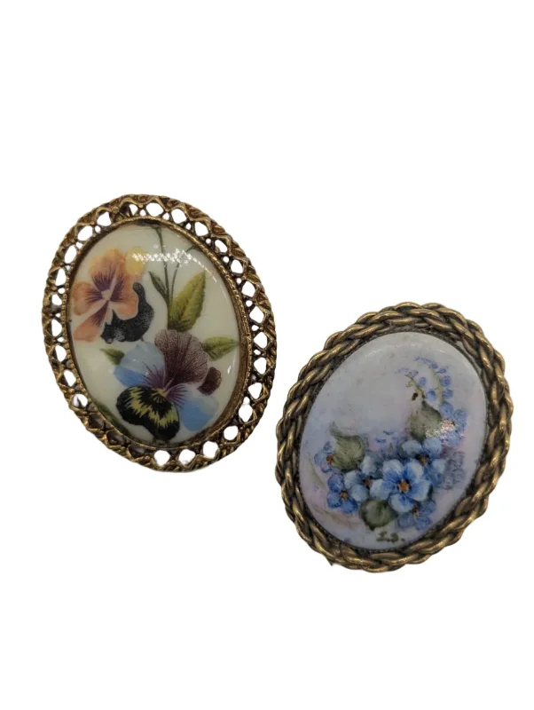 Flat disc brooch-The Bellini Duo Brooch Set