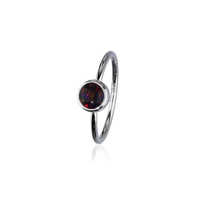 Bead row rings-Indie Silver Stone Ring Dark Red Opal Flake FSR 4