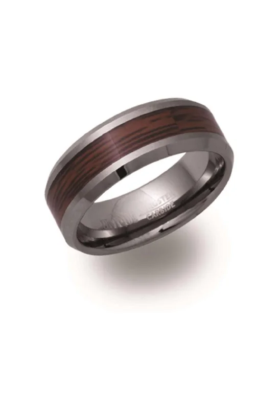 Flat twist rings-Unique & Co 8mm Tungsten Ring with Wood Inlay