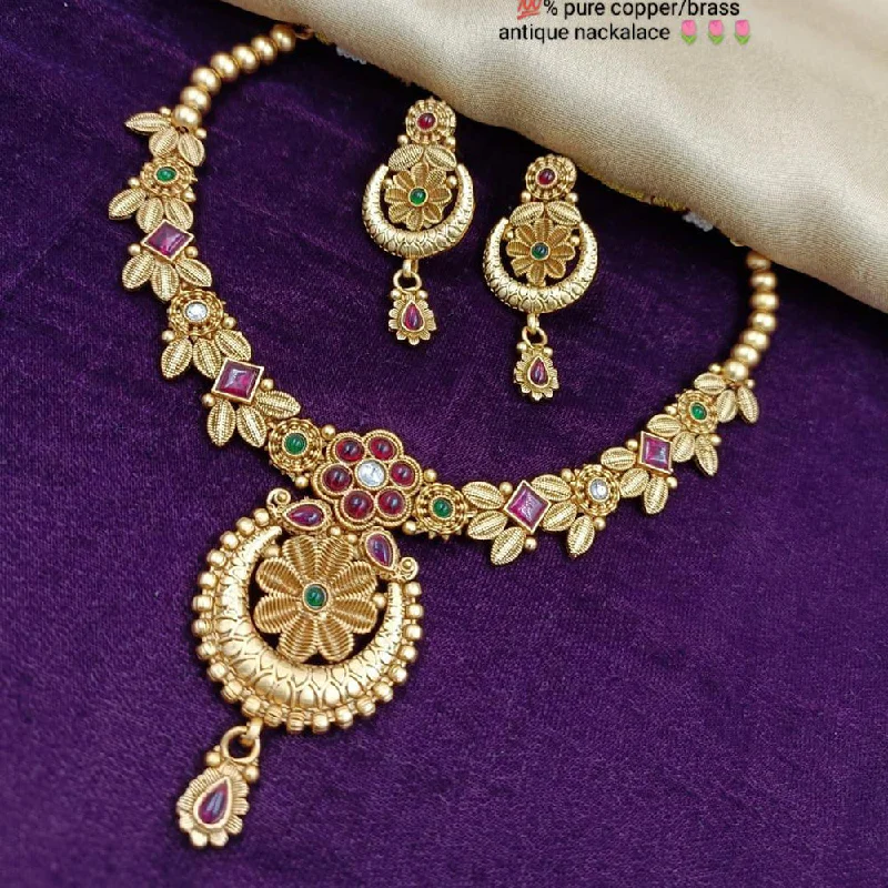 Loop knot necklaces-Manisha Jewellery Gold Plated Traditional Necklace Set