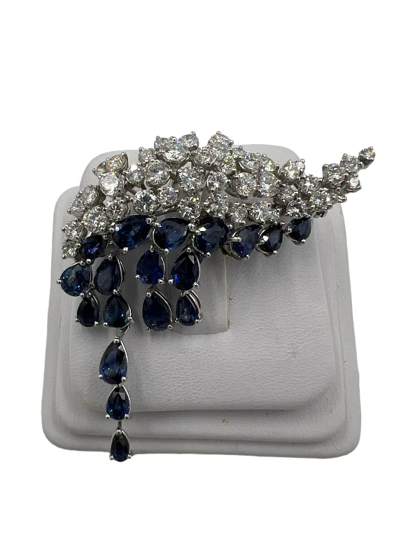 Smooth gem brooch-H Stern Sapphire Diamond White Gold Brooch