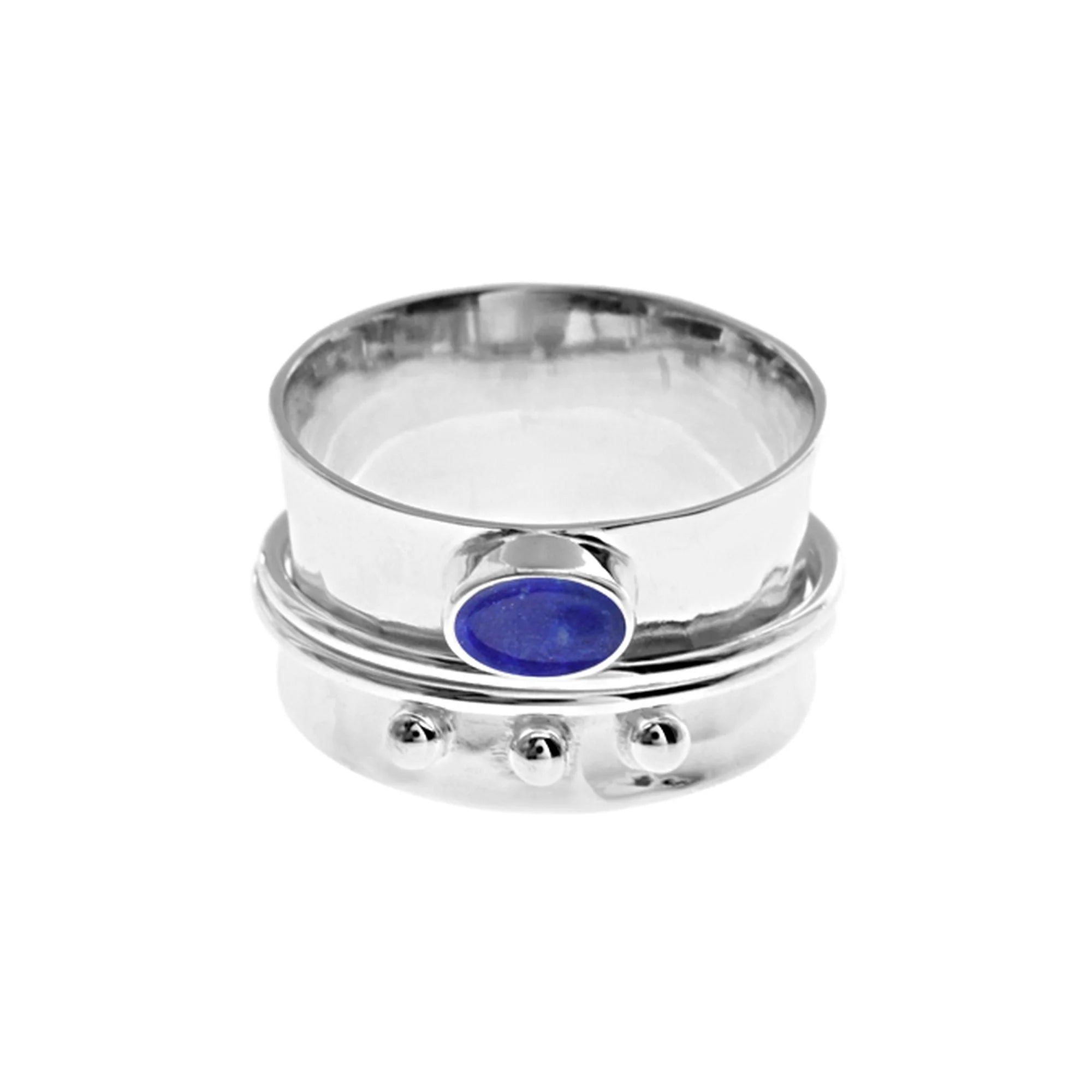 Patina bronze rings-Sterling Silver Lapis Lazuli Wide Stress Ring