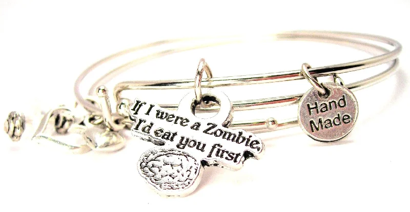 Dusk gothic bangles-If I Were A Zombie Id Eat You First Expandable Bangle Bracelet Set